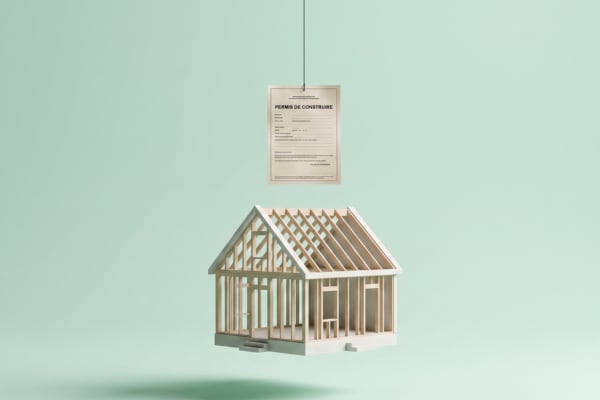 Une maison en construction et un permis de construire
